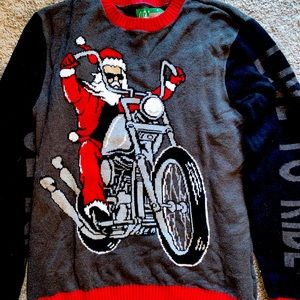 Santa Motorcycle Ugly Christmas Sweater